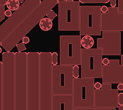 Parts flagged with a red outline because they sit too close together
