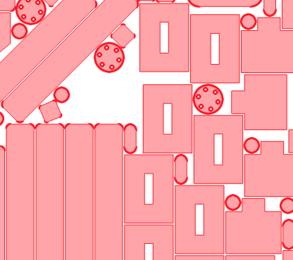 Parts flagged with a red outline because they sit too close together