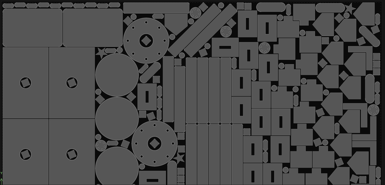 A sheet of parts after nesting in NestMaxx